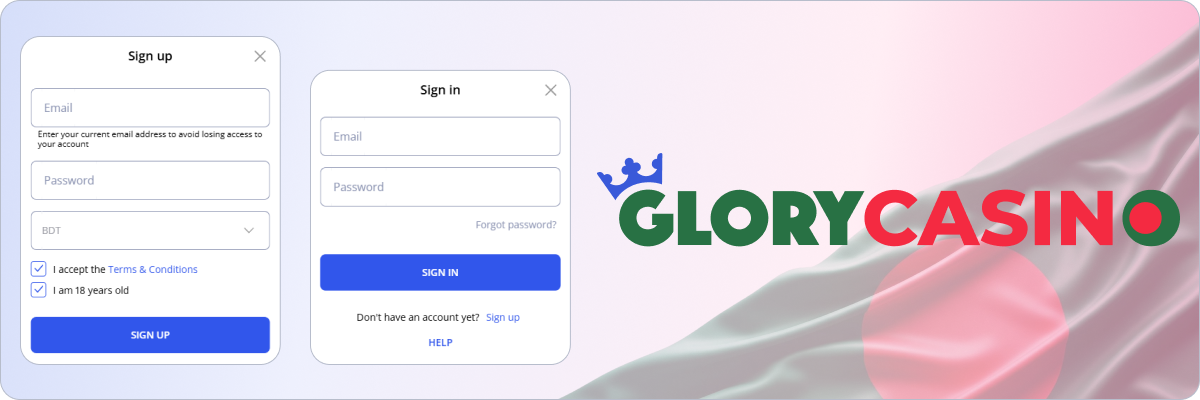 Create an account at Glory Casino BD